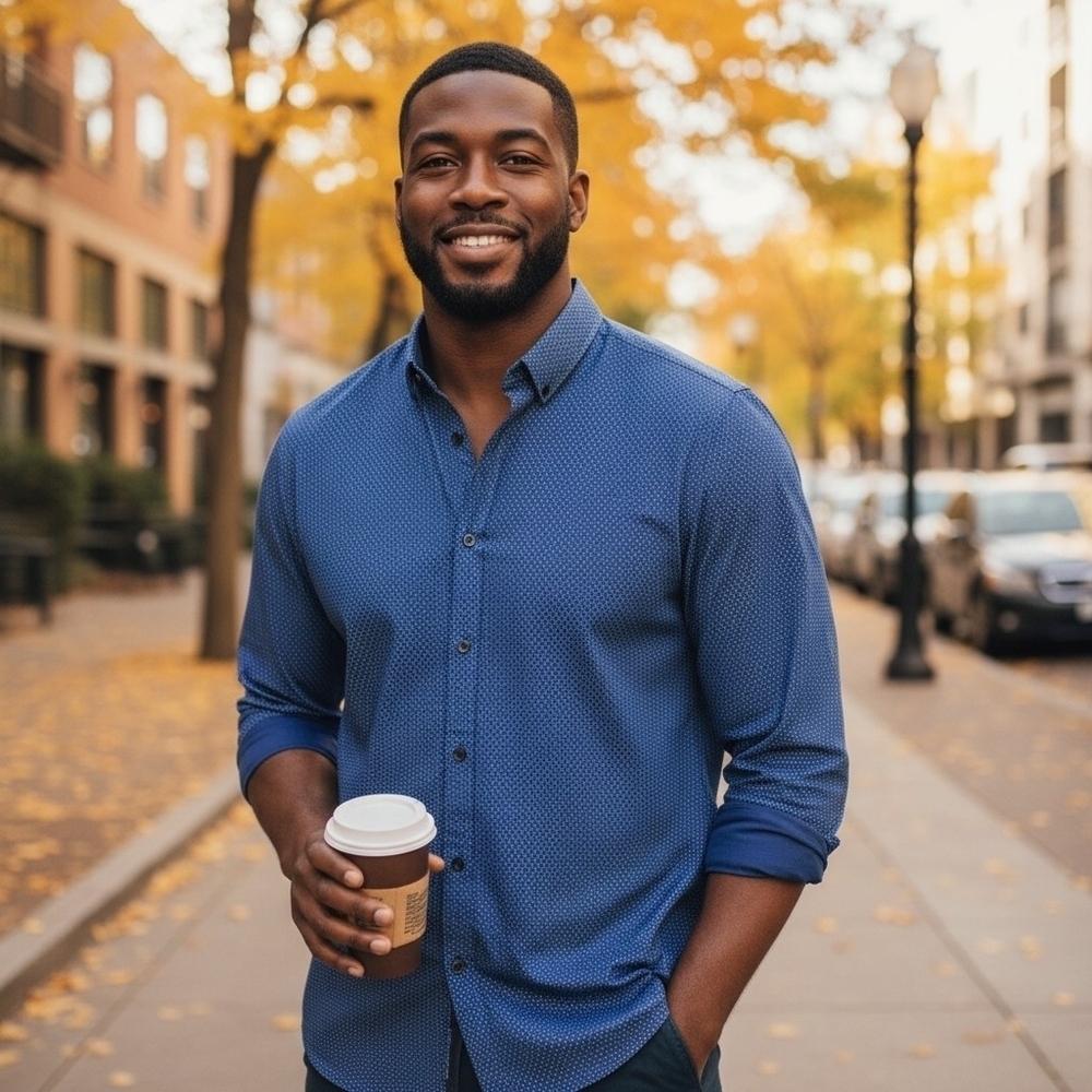 Stylish Navy Casual Button-Down Shirt
